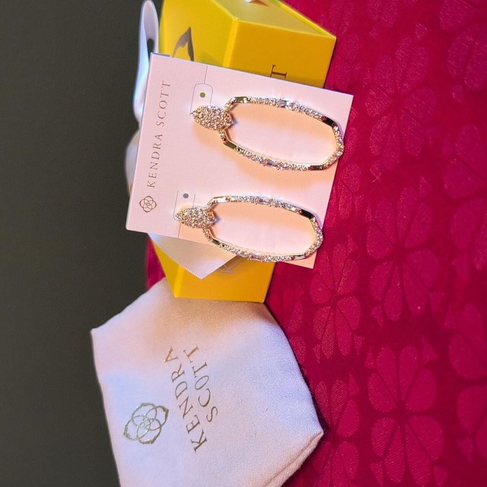 Kendra Scott Gold and White Hoop Earrings
